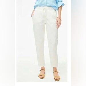 NWT J crew seaside white linen blend pull on elastic waist pants 10 pockets
